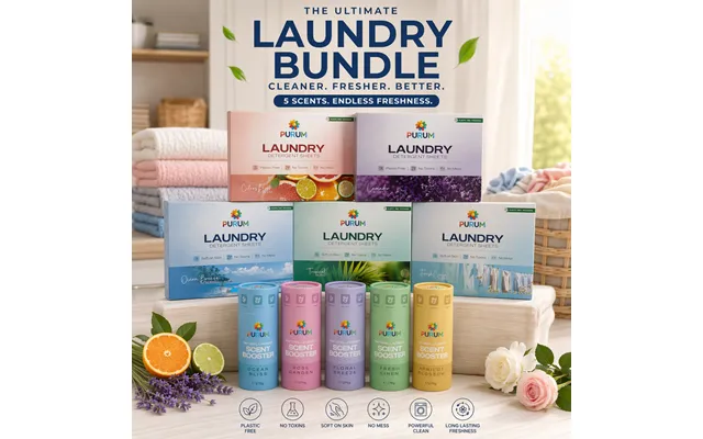 Purum Ultimate Laundry Bundle 320 Eco-friendly Laundry Sheets & 5 Scent Boosters Set