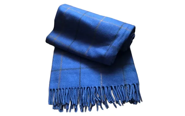 Royal Blue Recycled Wool Blanket In Soft Tartan Check
