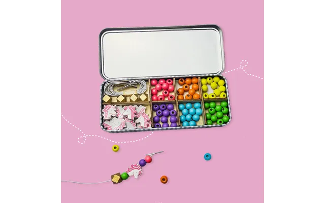 Unicorn Bracelet Bead Kit In Reusable Tin Wooden Jewellery Making Kit For Kids Make 5 Bracelets