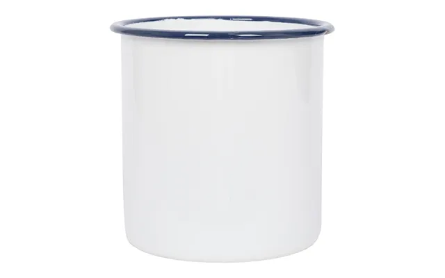 15.5cm White Enamel Utensil Holder - Blue