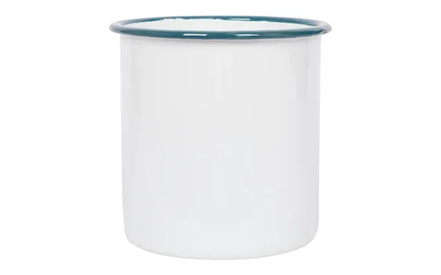 15.5cm White Enamel Utensil Holder - Green