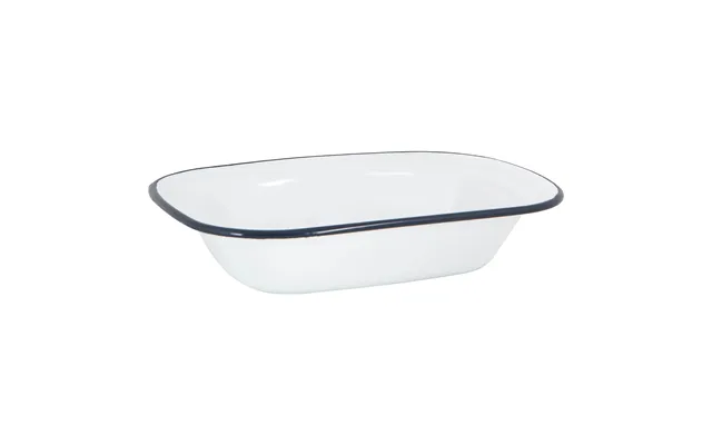 16 X 12cm White Enamel Pie Dish - Navy