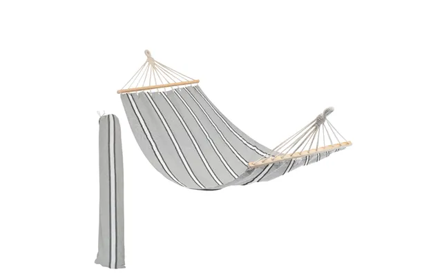 200 X 80cm Deluxe Cotton Garden Hammock - Grey And White Stripe