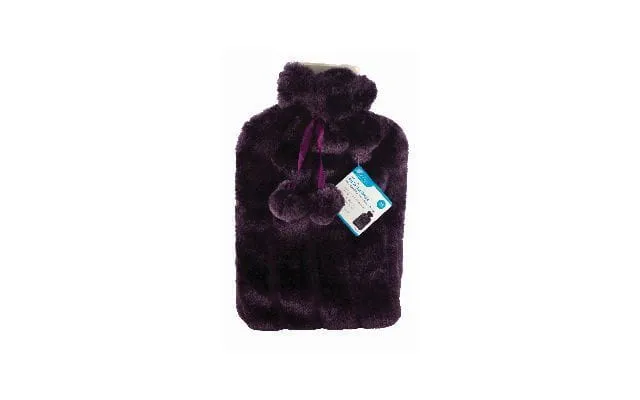 2l Hot Water Bottle & Plush Purple Faux Fur Cover