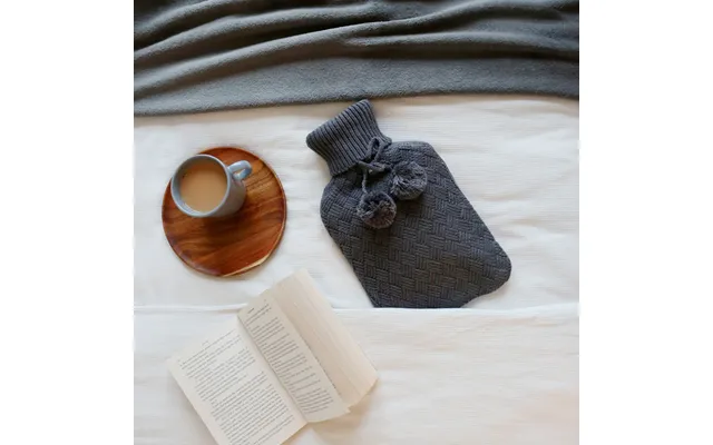 2l Pom Pom Knitted Hot Water Bottle & Cover Set