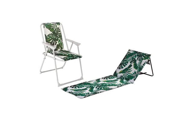 2pc Folding Beach Chair & Lounger Set - Banana Leaf
