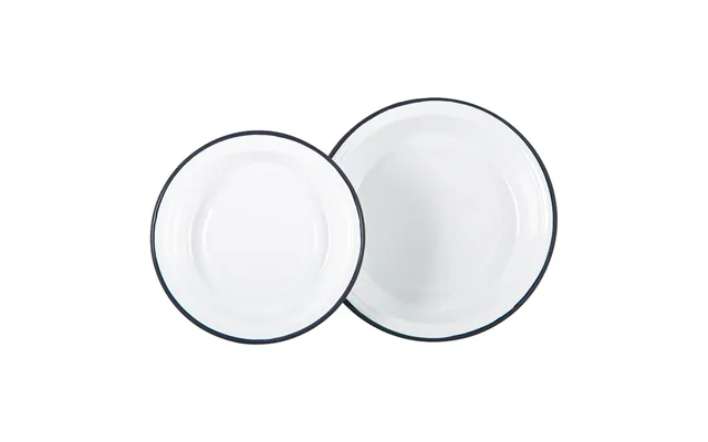 2pc White Enamel Deep Bowls Set