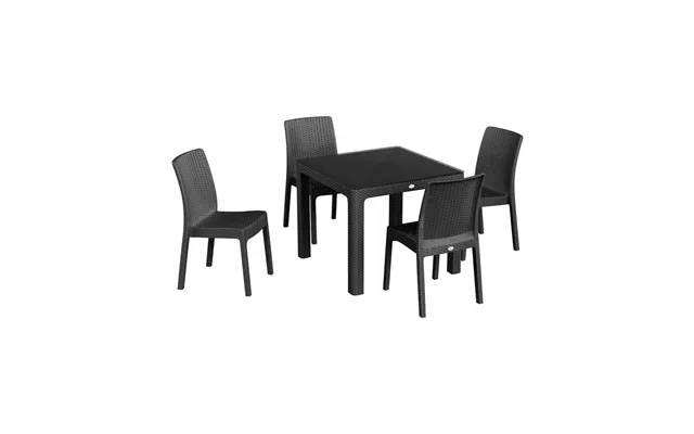 5 Piece Noble Square Rattan Garden Furniture Set Set - 90cm X 90cm
