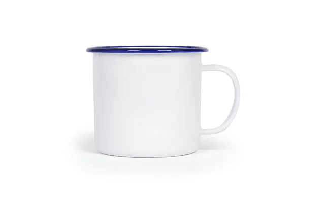 568ml White Enamel Mug - Blue