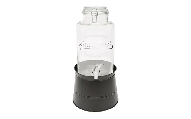 6.5l Glass Drinks Dispenser With Tap & Bucket Stand - Black