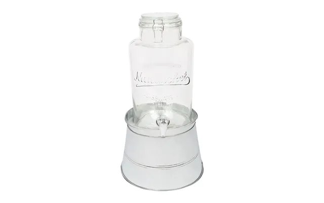 6.5l Glass Drinks Dispenser With Tap & Bucket Stand - Silver