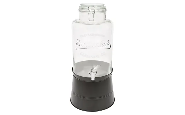 8.7l Glass Drinks Dispenser With Tap & Bucket Stand - Black