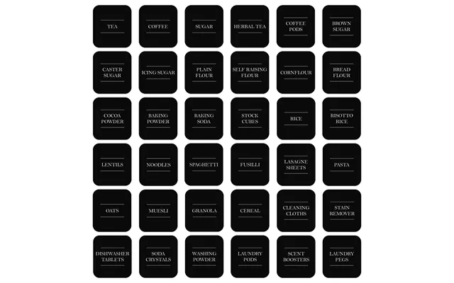 Black Storage Jar Labels - Pack Of 36 Labels
