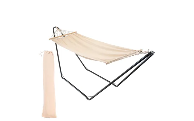 Deluxe Cotton Garden Hammock With Metal Stand - Cream