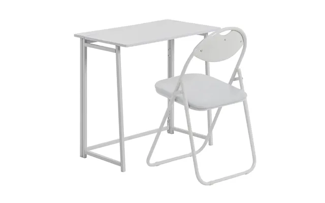 Deluxe Folding Wooden Desk & Chair Set - White And White