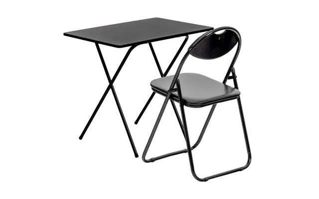 Folding Wooden Desk & Chair Set - All Black