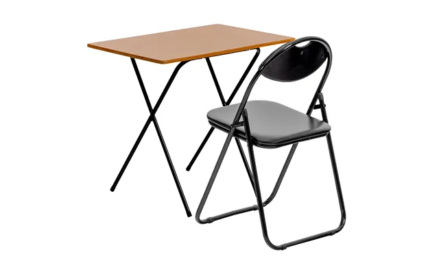 Folding Wooden Desk & Chair Set - Natural And Black