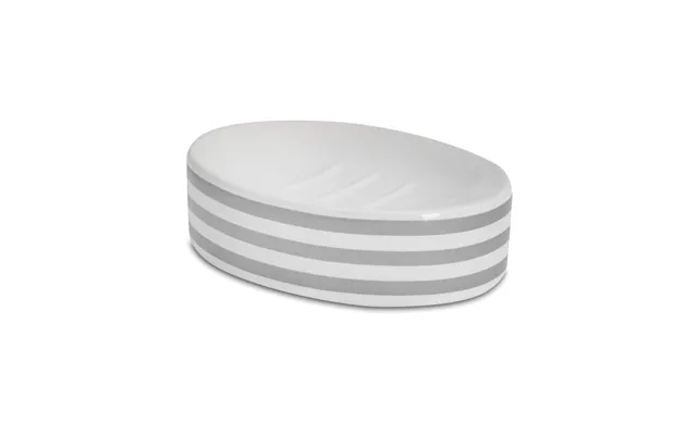 Grey Striped Ceramic Soap Dish