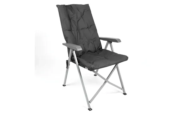 High Back Padded Reclining Camping Chair - Black