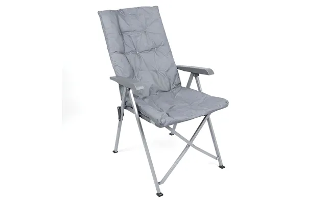 High Back Padded Reclining Camping Chair - Grey