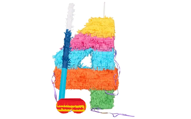 Large Number 4 Pinata Party Set - Blue Stick