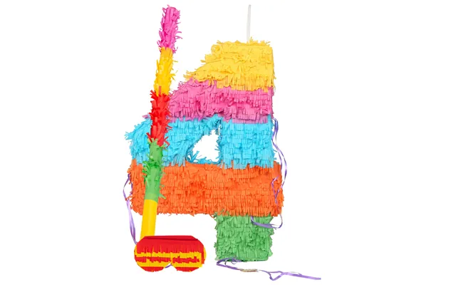 Large Number 4 Pinata Party Set - Rainbow Stick