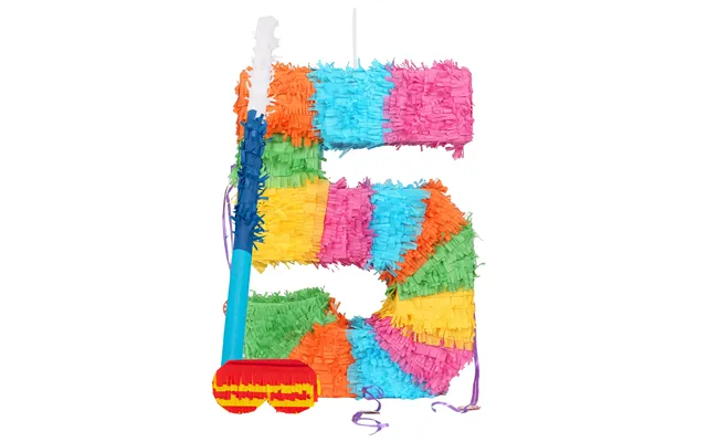 Large Number 5 Pinata Party Set - Blue Stick