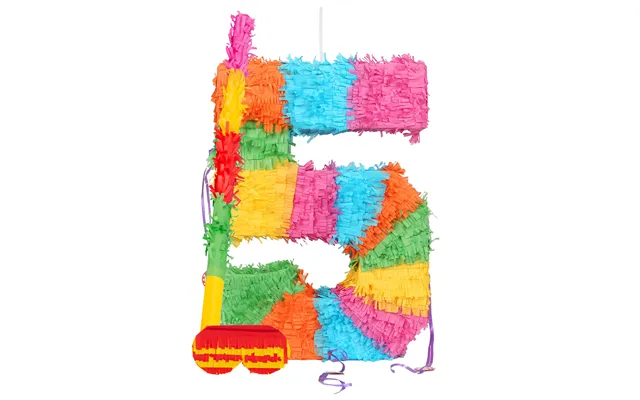 Large Number 5 Pinata Party Set - Rainbow Stick