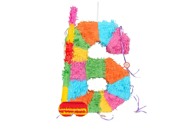 Large Number 6 Pinata Party Set - Rainbow Stick