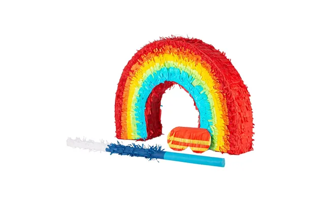 Large Rainbow Pinata Party Set - Blue Stick