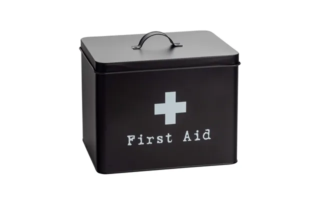 Large Vintage First Aid Tin - Black