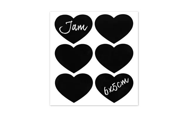 Medium Black Heart Chalkboard Storage Jar Labels - Pack Of Six
