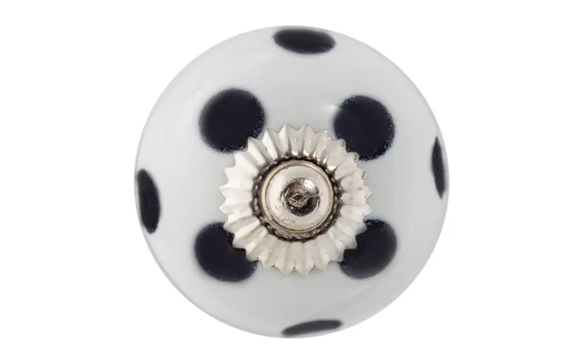 Round Ceramic Cabinet Knob - Black Dot On White