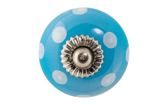Round Ceramic Cabinet Knob - White Dot On Blue