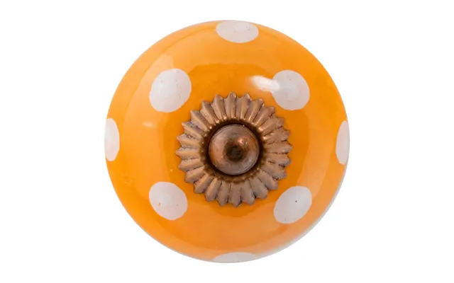 Round Ceramic Cabinet Knob - White Dot On Orange