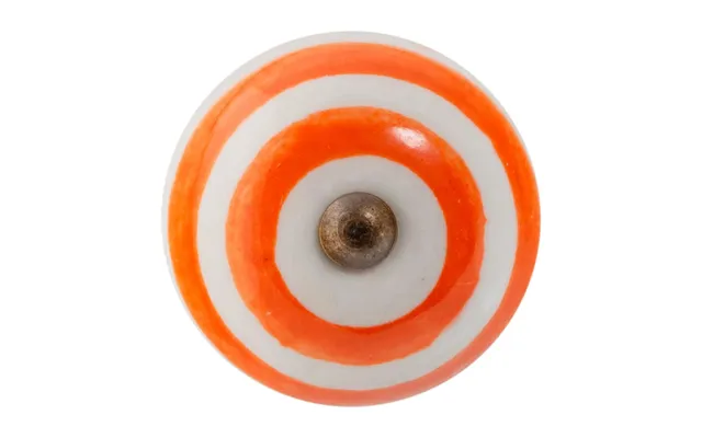 Round Stripe Ceramic Cabinet Knob - Orange