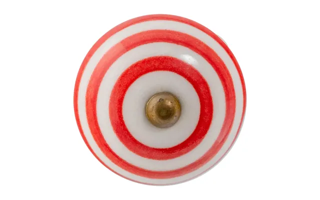 Round Stripe Ceramic Cabinet Knob - Red