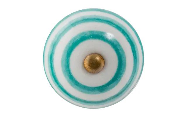 Round Stripe Ceramic Cabinet Knob - Turquoise