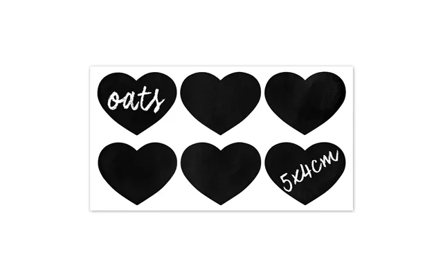 Small Black Heart Chalkboard Storage Jar Labels - Pack Of Six