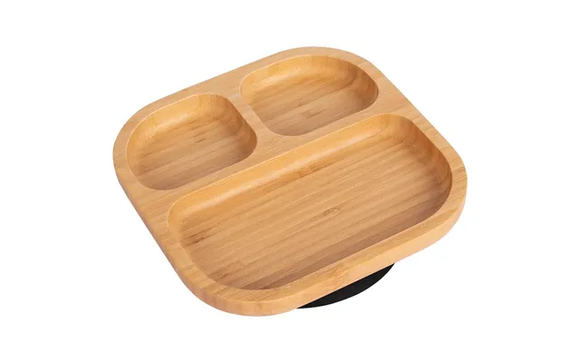 Square Divider Bamboo Suction Plate - Black
