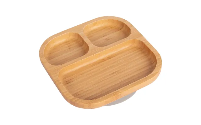 Square Divider Bamboo Suction Plate - Grey