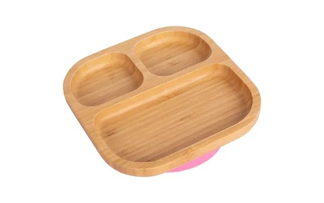 Square Divider Bamboo Suction Plate - Pink