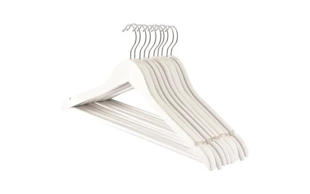 White Wooden Coat Hangers - Pack Of 10