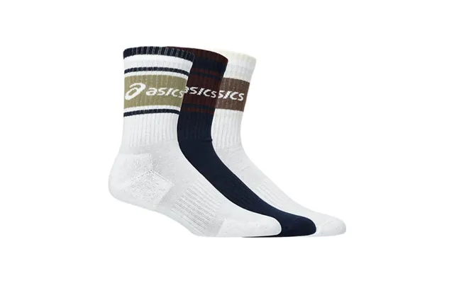 Asics Logo Crew Socks 3-pack, Size 43-46 Eu - Comfortable Running Socks In Midnight Dark Red Planet Lemongrass