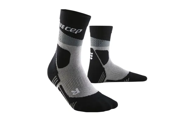 Cep Max Cushion Mid-cut Compression Hiking Socks For Women - Grey Black