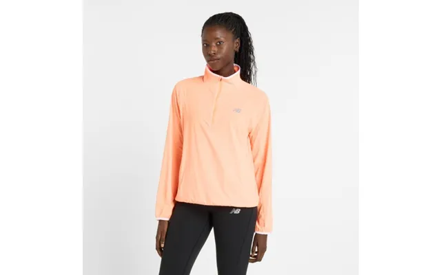 New Balance Women's Ultra Light Half Zip Jacket In Hot Mango - Perfect For Running