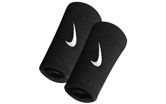 Nike Swoosh Doublewide Wristband - Ideal For Running And Training, Stylish Black Design For Enhanced Comfort And Perform