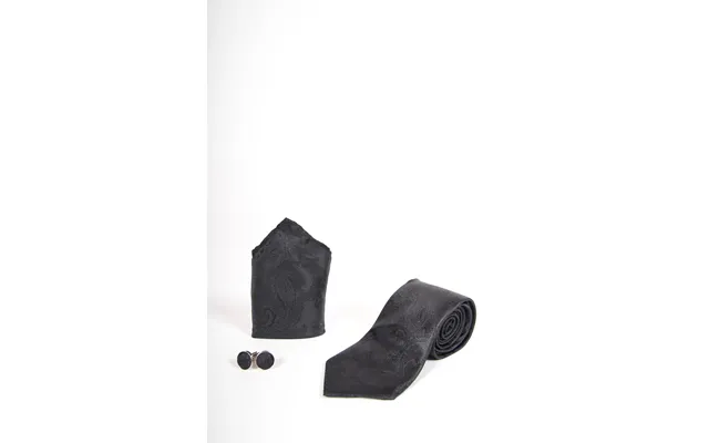 Black Paisley Print Tie Set- Tie - Pock Square