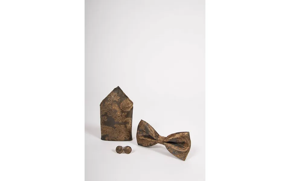 Gold Tan Paisley Bow Tie Set-bow Tie - Pocket Square