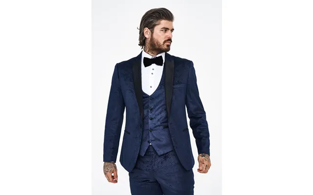 Marc Darcy Simon Velvet Navy Tux Jacquard Blazer product image